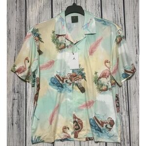 Nike Jordan Essentials Shirt Top Mesh Camp AOP Mens Medium Ib3007-133 NWT $70